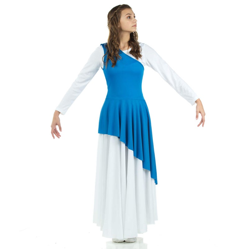 Danzcue Womenâ€™s Asymmetrical Dance Tunic Praise Dance Tunic for Women (White Dress Not Included), Bright Royal, Small-Medium - Image 1